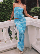 Printed Tube Top and Maxi Skirt Set